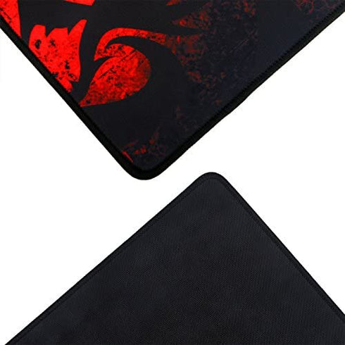 Redragon P016 Gaming Mouse Pad, Large 13 x 10.2 x 0.1 Inches, Stitched Edges, Waterproof, Black Red Dragon Design, Pixel-Perfect Accuracy Optimized for All MMO Computer Mouse Sensitivity and Sensors