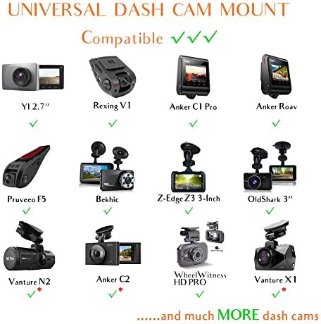 Dash Cam Mirror Mount Kit for Rexing V1,Falcon F170,Z-Edge,Old Shark,YI,Kdlinks X1,VANTRUE and Most Dash Camera and Car Camera