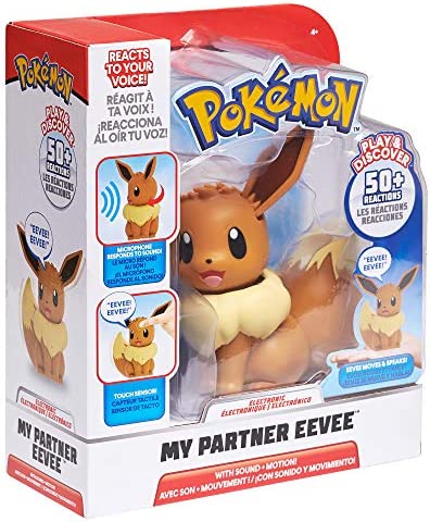 Pokemon Electronic & Interactive My Partner Eevee - Reacts to Touch & Sound, Over 50 Different Interactions with Movement and Sound - Dances, Moves & Speaks - Gotta Catch ‘Em All , Brown