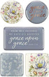 Christian Art Gifts Blue Flower Refrigerator Magnets | Grace Upon Grace - John 1:16 Bible Verse | Grace Upon Grace Collection Inspirational Fridge Magnet Mini Variety Set/5