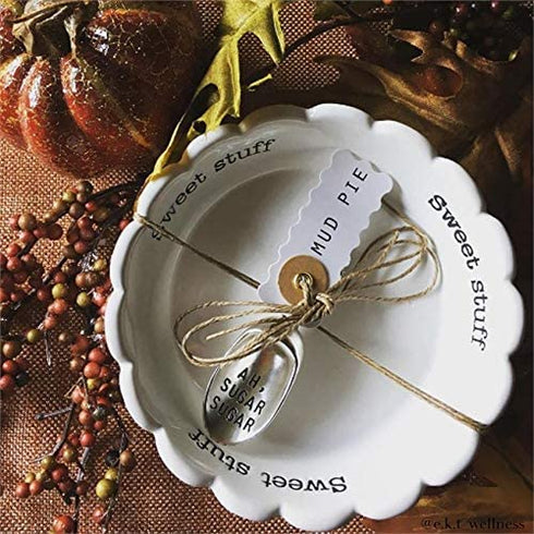 Mud Pie 4881012S Candy Dish"Sweet Stuff" with Scoop, White