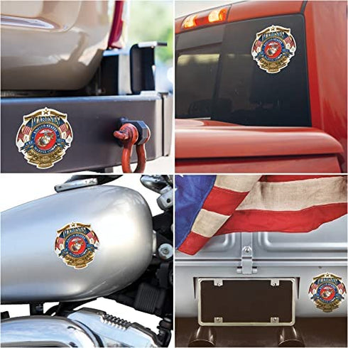 Erazor Bits Military Decals, Marines Stickers, United States Marine Corps Vinyl, Semper Fidelis Sticker for Car, Truck, Home, Cases and Coolers MM115D-4-002 (4in,2pack),