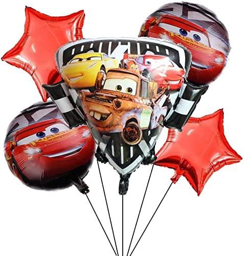 5PCS Cars Lightning McQueen Balloons for Kids Birthday Baby Shower Cars Theme Party Decorations