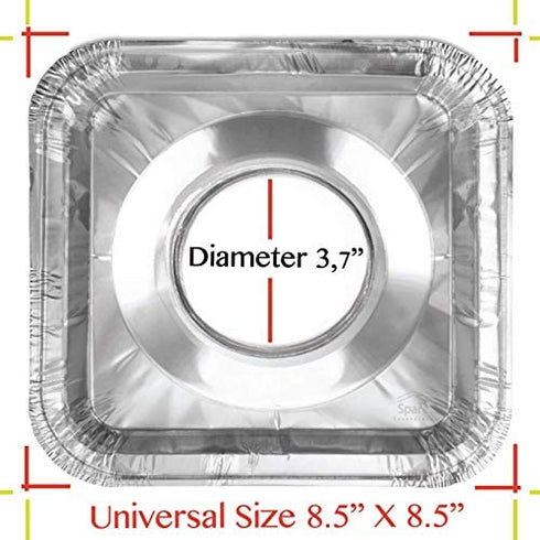 50 PACK Aluminum Foil Square Stove Burner Covers Range Protectors Bib Liners Disposable Gas Burner Bibs Gas Top Liner Stove Easy Clean - (8.5" Square) from Spare