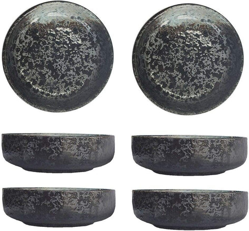 3.5 Inch Japanese Style Classic Porcelain Side Dish Bowl Seasoning Dishes Soy Dipping Sauce Dishes-Set of 6-Black