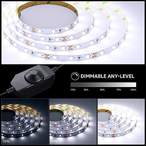 Lepro LED Strip Light White, 16.4ft Dimmable Vanity Lights, 6000K Super Bright LED Tape Lights, 300 LEDs 2835, Strong 3M Adhesive, Suitable for Home, Kitchen, Under Cabinet, Bedroom, Daylight White