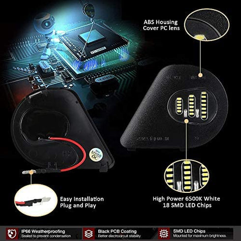 D-Lumina Side Mirror Puddle Lights Assembly Compatible with 2010-2018 Dodge Ram 1500 2500 3500 4500 5500 Pickup Trucks, Under Mirror Puddle LED Lamp 6500K White 2-Pieces