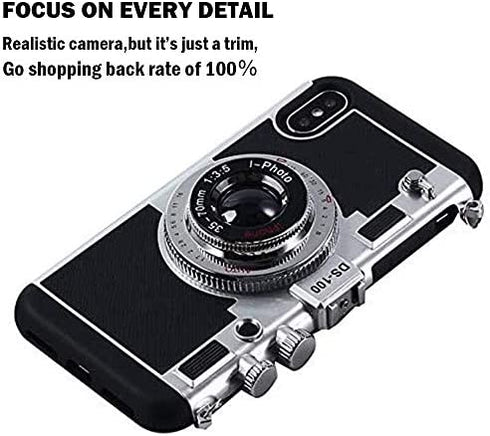Awsaccy Emily in Paris Phone Case iPhone XR Camera Case Vintage Cover Cute 3D Cool Unique Camera Design Case PC Silicone Cover with Removable Neck Strap Lanyard for Girls Women Black