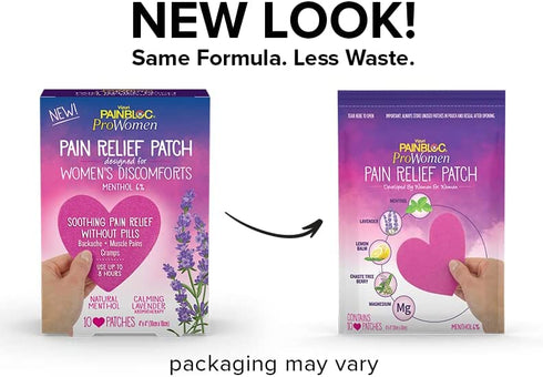 Painbloc24 Prowomen 6% Menthol Pain Relief Patch for Back Pain, Muscle Soreness, Cramps - Natural Cramp Relief - Women's Pain Relief Products - Natural Ingredients (10 Heart Patches)
