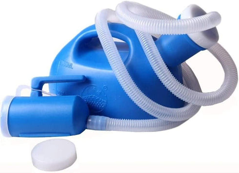 YUMSUM Men's 2000ML Portable Potty Pee Bottle Male Urinal Collector for Hospital Camping Car Travel Toilet Urinal,130 CM Tube (Blue)