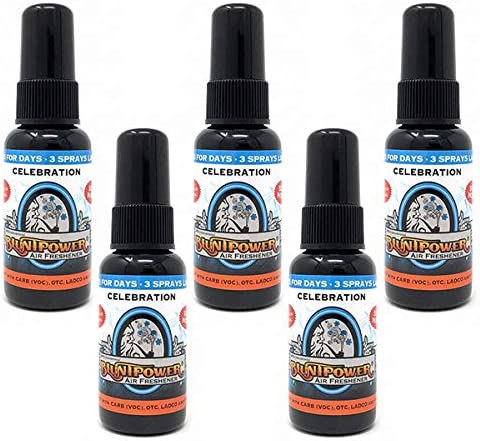 BluntPower Oil Based Concentrated Air Freshener and Oil for Diffuser - Air Freshener Spray For Room, Car, Bathroom - Concentrated Room Deodorizer & Odor Eliminator Spray - Celebration 1.5oz. (5 Pack)