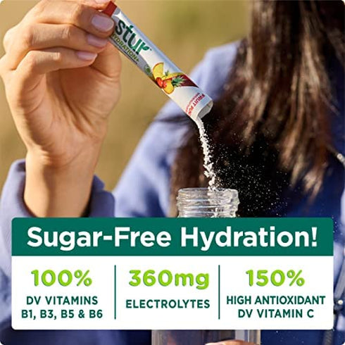 Stur Electrolyte Hydration Powder | Fruit Punch | High Antioxidants & B Vitamins | Sugar Free | Non-GMO | Daily Hydration & Workout Recovery | Keto | Paleo | Vegan (16 Packets)