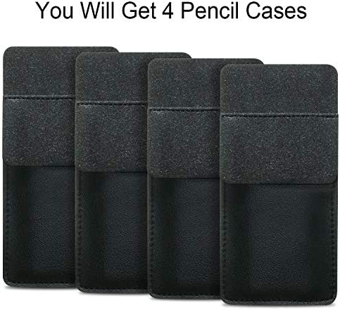 4 Packs Pocket Protector, Leather Pen Pouch Holder Organizer for Lab Coats/shirts/pen Note, Handmade Pencil Pocket Holder for School Office Hospital Supplies (Black)