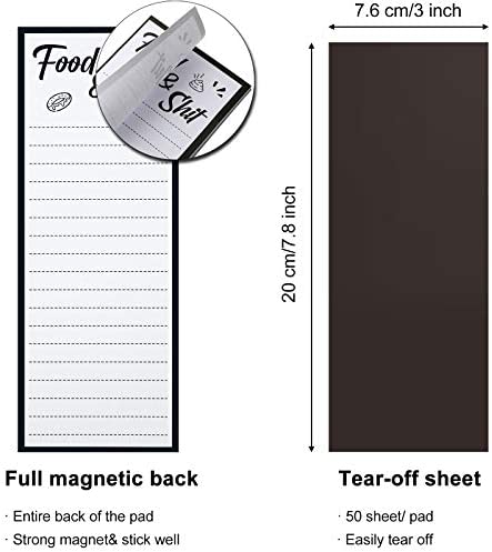 Magnetic List Notepad Funny Grocery List Pad Magnet Refrigerator Notepad with Fridge Pen Holder Magnetic Faux Leather Marker Pouch for Refrigerator, to Do Lists (Black, White,Simple Style)