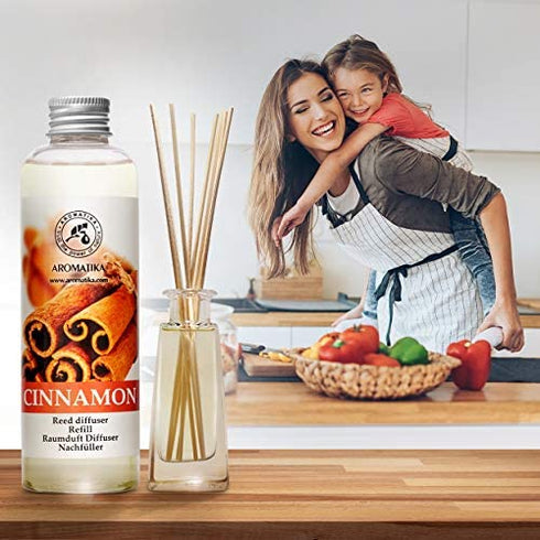 Cinnamon Reed Diffuser Refill with Natural Essential Cinnamon Oil 6.8 Fl Oz - Fresh & Long Lasting Fragrance - Reed Diffuser Oil Refill for Aromatherapy - Home - Fitness - Boutique