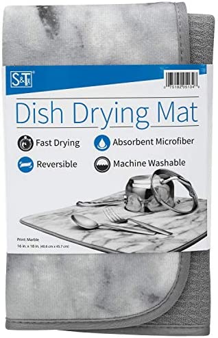 S&T INC. Marble Print Dish Drying Mat, 16 Inch by 18 Inch