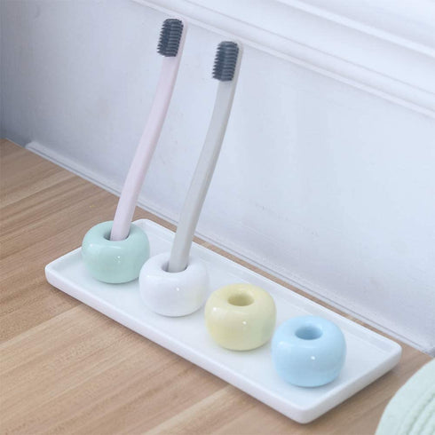 Ceramic Vanity Tray Small Rectangle, Bathtub Tray Bathroom Organizer, Cosmetics Holder for Tissue Candle Towel Plant Jewelry Ring Dish Dresser Perfume Shampoo-White(1 Pc)(Large)