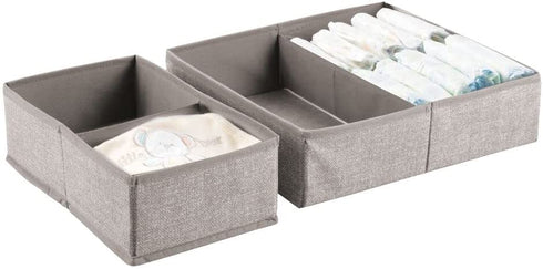 mDesign Soft Fabric Dresser Drawer and Closet Storage Organizer Set for Child/Kids Room, Nursery, Playroom, Bedroom - Rectangular Organizer Bins with Textured Print - Set of 4 - Linen/Tan