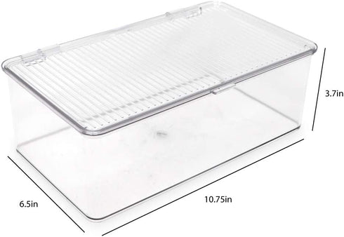 Isaac Jacobs Medium Stackable Organizer Bin (10.75? x 6.5? x 3.7?) w/ Hinged Lid, Clear Storage Box, Home, Office, School, Fridge, Bathroom, Kitchen, Pantry Container, BPA-Free, Food Safe (Medium, Clear)