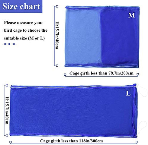ASOCEA Extra Large Bird Cage Seed Catcher Birdcage Seeds Guard Skirt Nylon Mesh Netting Parrot Parakeet Round Square Cage - Blue (Not Include Birdcage)