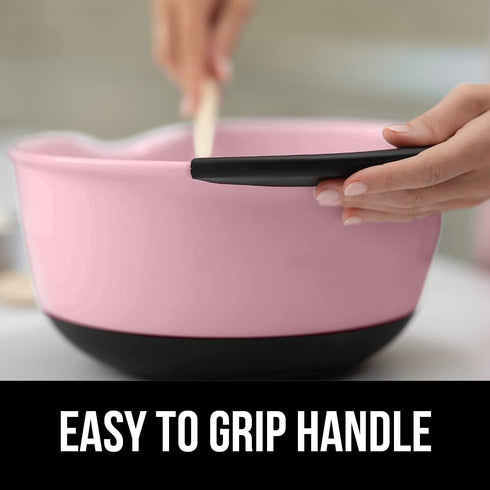 Gorilla Grip Mixing Bowls Set of 2, Slip Resistant Rubber Bottom, Nesting Baking Bowl, Soft Wide Handle, Easy Pour Spout, Electric Mixer and Dishwasher Safe, Kitchen Essentials, 5 QT, 3 Quart, Pink