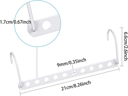 Metal Hangers Organizer Space Saving Hangers Closet Space Saving Wardrobe Clothing Hanger Organizer, Hook Design Closet Organizer Hanger (White,10 Pieces)