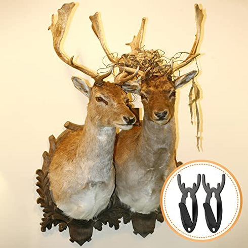 Moxweyeni European Mount Skull Hanger Deer Hooks Antler Style Mounts Hanging and Mounting Easy Installation for Living Room Bedroom Home Decor Indoor Outdoor Use (4 Pieces) (4), Black