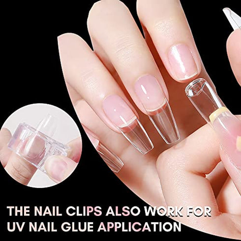 Makartt Nail Tip Clips Quick Building Poly Nail Gel with Dual Nail Forms 12Pcs Clear Acrylic Nail Clips 72Pcs Dual Forms Nail Molds Beginners Build Nail Gel Nail Art Tools