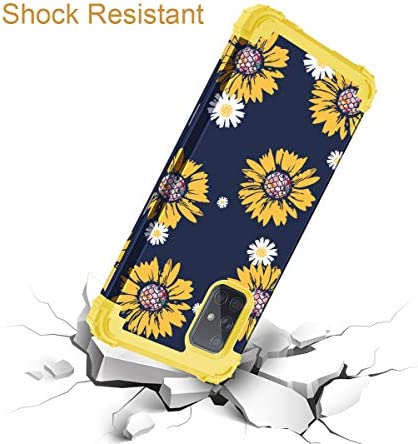 Fingic Compatible with Samsung Galaxy A71 5G Case Sunflower 3 in 1 Heavy Duty Protection Hybrid Hard PC Soft Silicone Rugged Bumper Full-Body Shockproof Protective Case for Galaxy A71 5G, Yellow