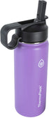 Thermoflask Double Stainless Steel Insulated Water Bottle with Two Lids, 18 oz, Plum