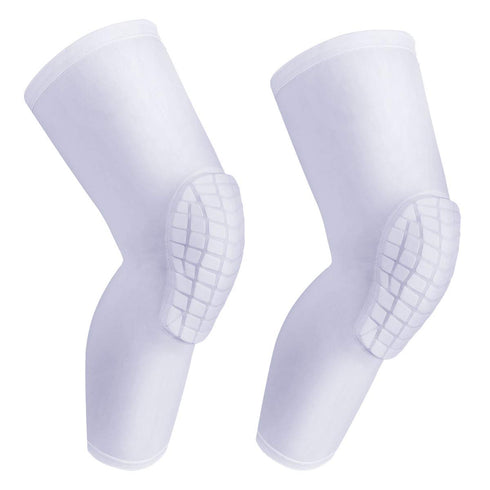 uunumi Basketball Knee Pads for Youth Adult,Crashproof Long Leg Knee Sleeve Brace Volleyball Football Cycling Wrestling Protector Gear for Kids Girls Boys Women Men (White, Small)