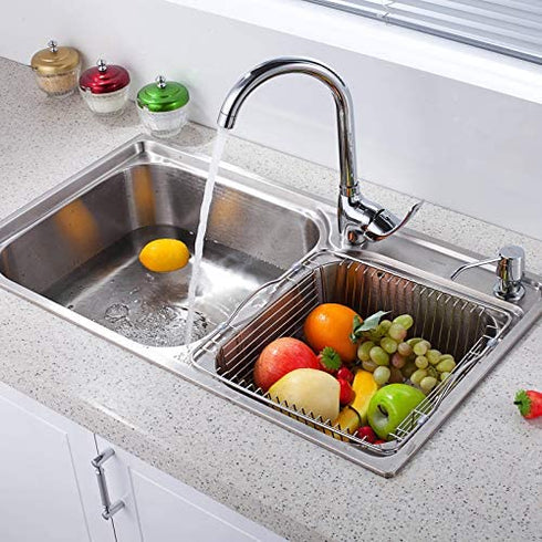 AFANTY 2PCS Kitchen Sink Strainer Stopper 2 in 1, Spring Clip Plunger, Replacement for Standard Drains(3-1/2 Inch), Chrome Plated Stainless Steel Body with Rubber Stopper