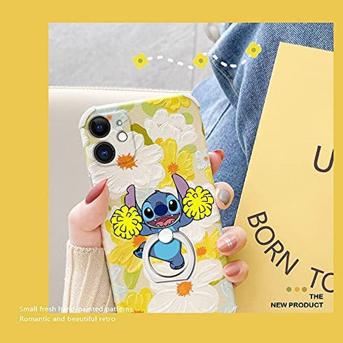 ZOSTLAND 3PCS Play Fun Have Happy Blue Alien Stitch Phone Ring,Universal 360°Adjustable Phone Case Finger Grip Stand Holder Desk Stent Mount Car Hook Compatible with iPhone 13 12 11 XS MAX X Plus iPad