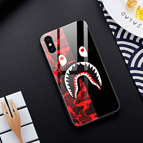 Goodsprout Compatible with iPhone XR Case,Shark Face iPhone XR Cases for Girls Lady Men Boy Shockproof Anti-Scratch Case for iPhone XR 6.1-inch (Red Black Camo)