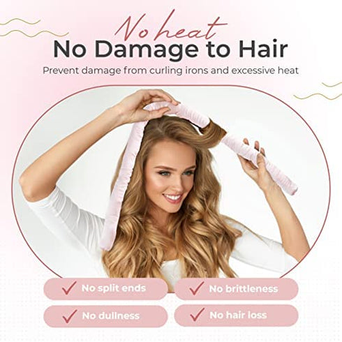 Zengaia Silk Heatless Hair Curler- No Heat Curlers for Overnight Curls & Waves 100% Pure Momme Mulberry Silk Make Hair Curly While You Sleep - Soft Headband Continuous Spray Bottle