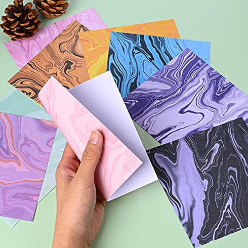 YARUMI Marble Pattern Scrapbook Paper, Single-Sided 6"×6" Patterned Paper Collection, Colorful Scrapbooking Paper Pad 160Gsm Cardstock Die-Cut Backgrounds Arts Crafts DIY Origami Decoupage - 24 Pages