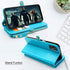 Lacass [Cards Theft Scan Protection 10 Card Slots Holder Zipper Pocket Wallet Case Flip Leather Cover with Wrist Strap Magnetic Closure Stand Carrying Pouch for Moto G Stylus 2021 4G Floral Blue