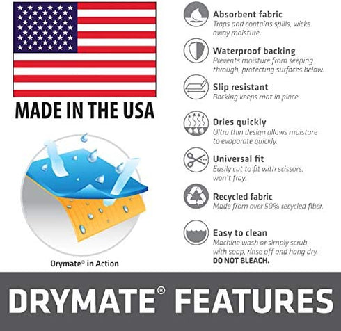 Drymate XL Dish Drying Mat, Oversized (19”x24”), Low-Profile, Super Absorbent, Quick Dry Fabric, Waterproof & Slip-Resistant, for Kitchen Counter, Trimmable, Machine Washable (USA Made)(Leopard)