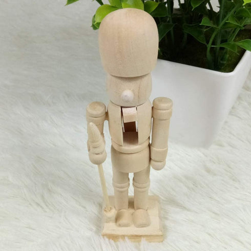 Sizet Unfinished Wood Nutcracker Ornaments Unpainted Mini Wooden Figurines, Set of 6