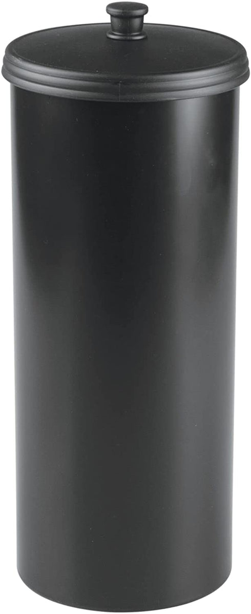 mDesign Plastic Floor Stand Toilet Paper Organizer w/Cover, 3-Roll Space-Saving Tissue Storage - for Bathroom, Fits Under Sink, Vanity, Shelf, in Cabinet, Corner - Hyde Collection - Black
