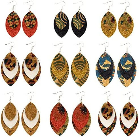 AOUXSEEM 321 Pcs Faux Leather Earrings DIY Making Kit for Beginners, Contains 96 Pre Cut Evil Eye Earring Pieces with Hooks Jump Rings Opener Earring Display Cards and Self-Adhesive Bags (Real Cork)