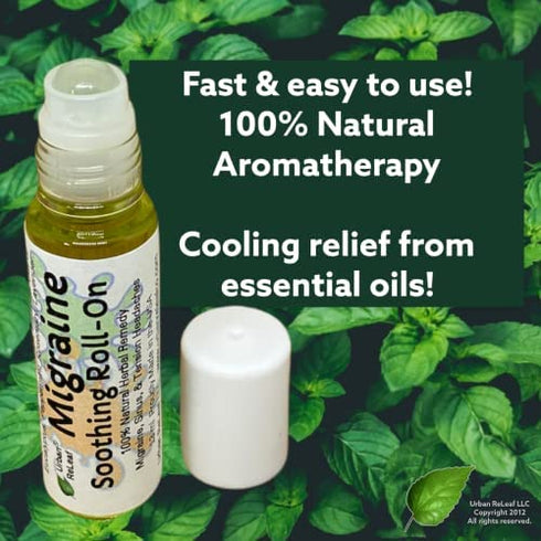Urban ReLeaf MIGRAINE Soothing Roll-On ! 100% Natural Herbal Remedy for Migraines, Sinus, Tension Headaches. Roller Ball/Handy Pocket Stick. Made in USA! It Works Fast! Take The Edge Off Pain.