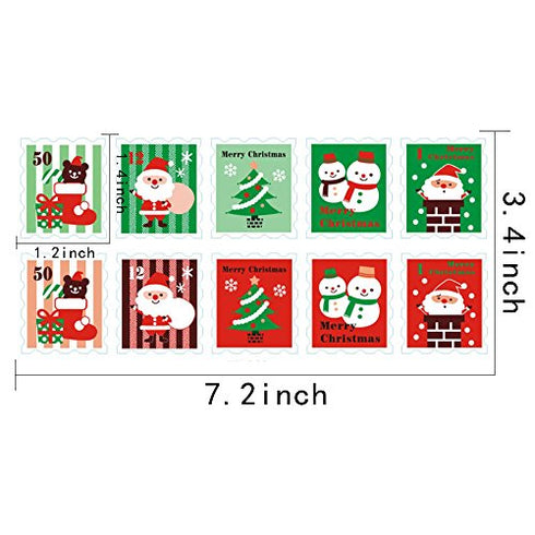 Merry Christmas Holiday Stamps Creative Sticker Assortment, 100 Stickers - Best Gift for Kids! Santa, Christmas Tree, Snowman and Christmas Stocking ( 10 Sheets)