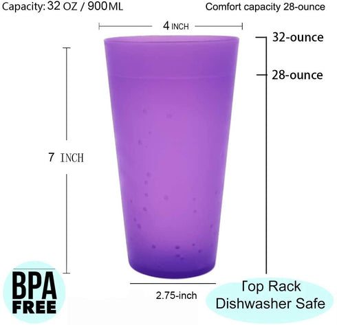 32-ounce Plastic Tumblers/Large Drinking Glasses/Party Cups/Iced Tea Glasses Set of 12,6 Assorted Colors| Unbreakable, Dishwasher Safe, BPA Free