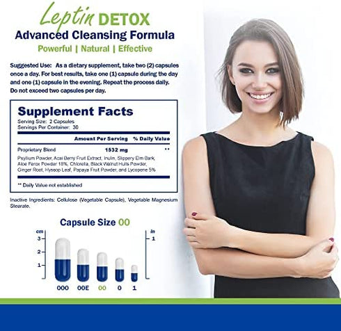 Power By Naturals Organic Sea Moss Plus + Leptin Detox Cleanse | Immune System, Thyroid Support, & Gut Health | Wildcrafted Seamoss Bladderwrack Burdock Root Capsules | 60 Irish Sea Moss Pills
