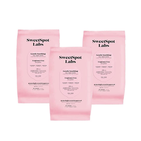 SweetSpot Labs Fragrance Free Feminine Wipes, Soothing Intimate & Body Wipes for Women, Unscented, 30 Count (Pack of 3)