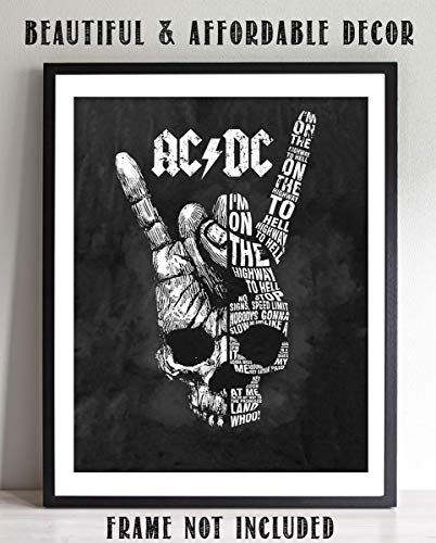 AC~DC Band Song Art Poster"Highway To Hell"- 8 x 10 Wall Print- Ready To Frame. Iconic Rock Song Poster Print. Home-Studio-Bar-Dorm-Man Cave Decor. Perfect Gift For All AC/DC Fans.