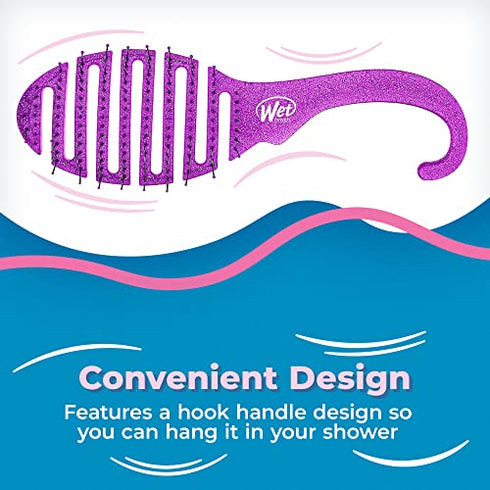 Wet Brush Hair Brush Shower Detangler, Purple Glitter Color, Shower Hair Brush with Soft Bristles Minimizes Pain and Protect Against Split Ends and Breakage for Men, Women, and Kids