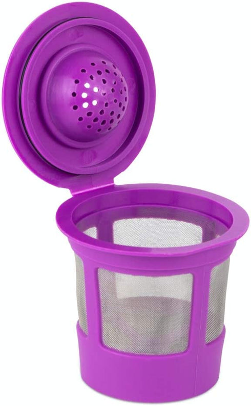Brew Addicts 4 Reusable K-Cups Filter - for Keurig 1.0 Brewers, Eco-Friendly Universal Fit Refillable Single Cup Coffee Filters, Stainless steel Mesh Filter, Purple
