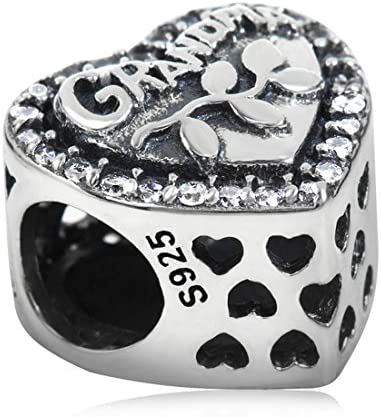 925 Sterling Silver Love Grandma Charm Heart Charm Birthday Charm Anniversary Charm for Pandora Charms Bracelet
